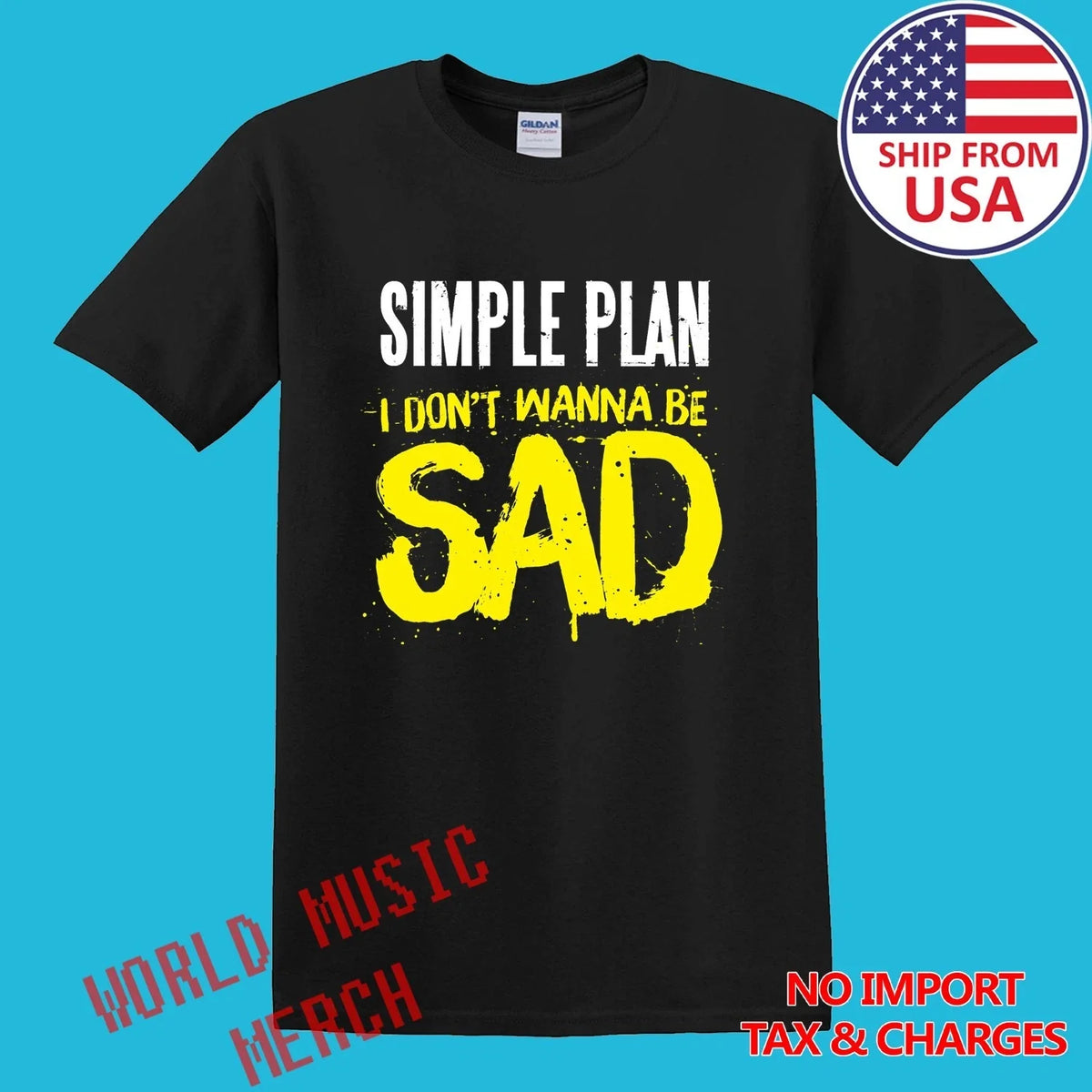 Simple Plan I Don't Wanna Be Sad Men's Black Size S-5XL Unisex