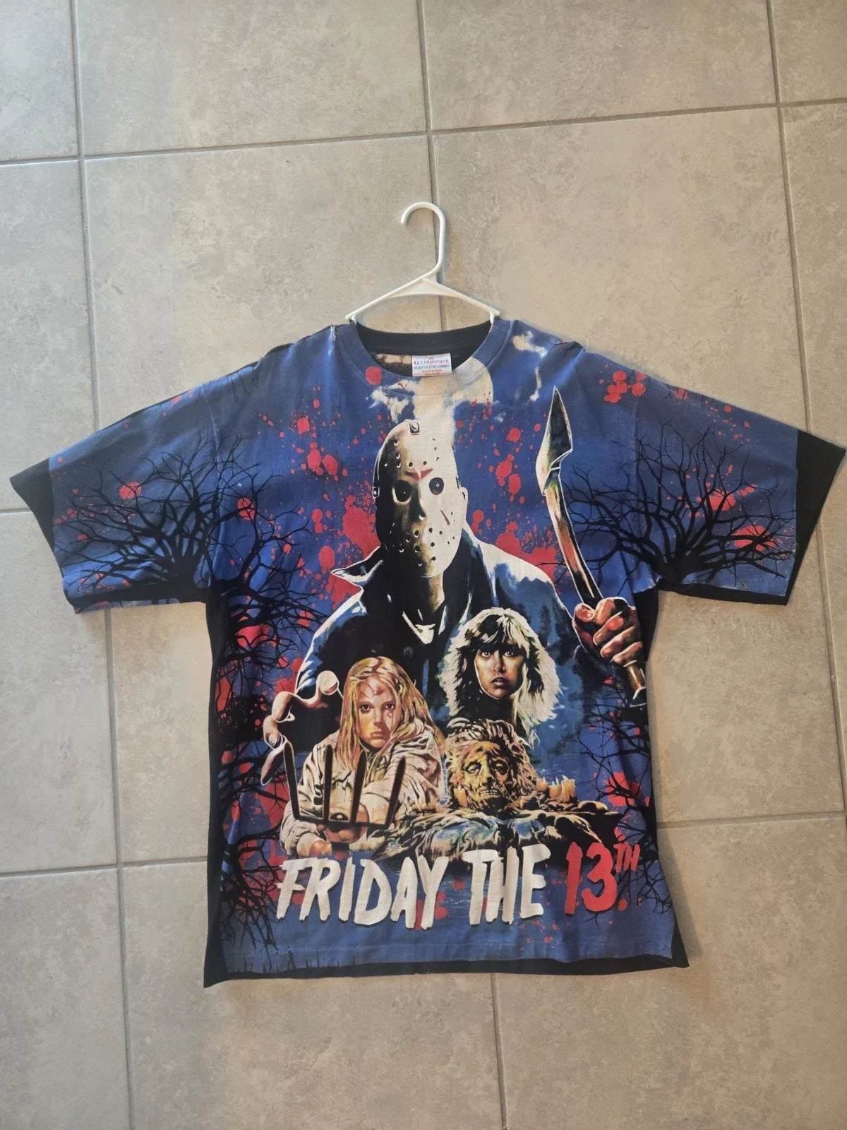 FRIDAY THE 13TH ALL OVER PRINT SHIRT XL MODERN PRINT VINTAGE TEE Unisex