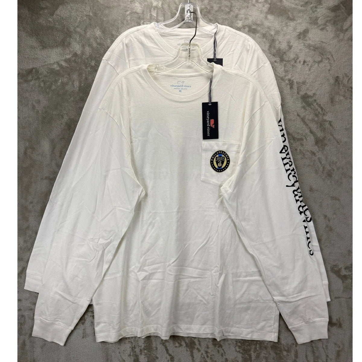 2 Vineyard Vines Philadelphia Union MLS Long Sleeve Pocket Tee White Mens XL NWT Unisex