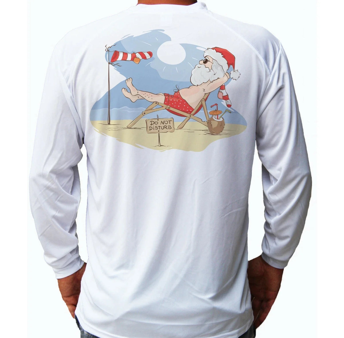 Santa On a Beach Christmas Fishing Long Sleeve UPF 30 Sun UV Protection Unisex