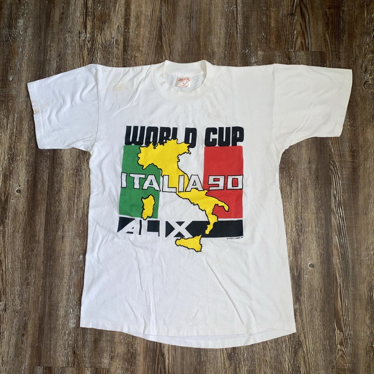 Vintage 1990 Italia World Cup Soccer Futbol T Shirt Men's AL made in USA Unisex