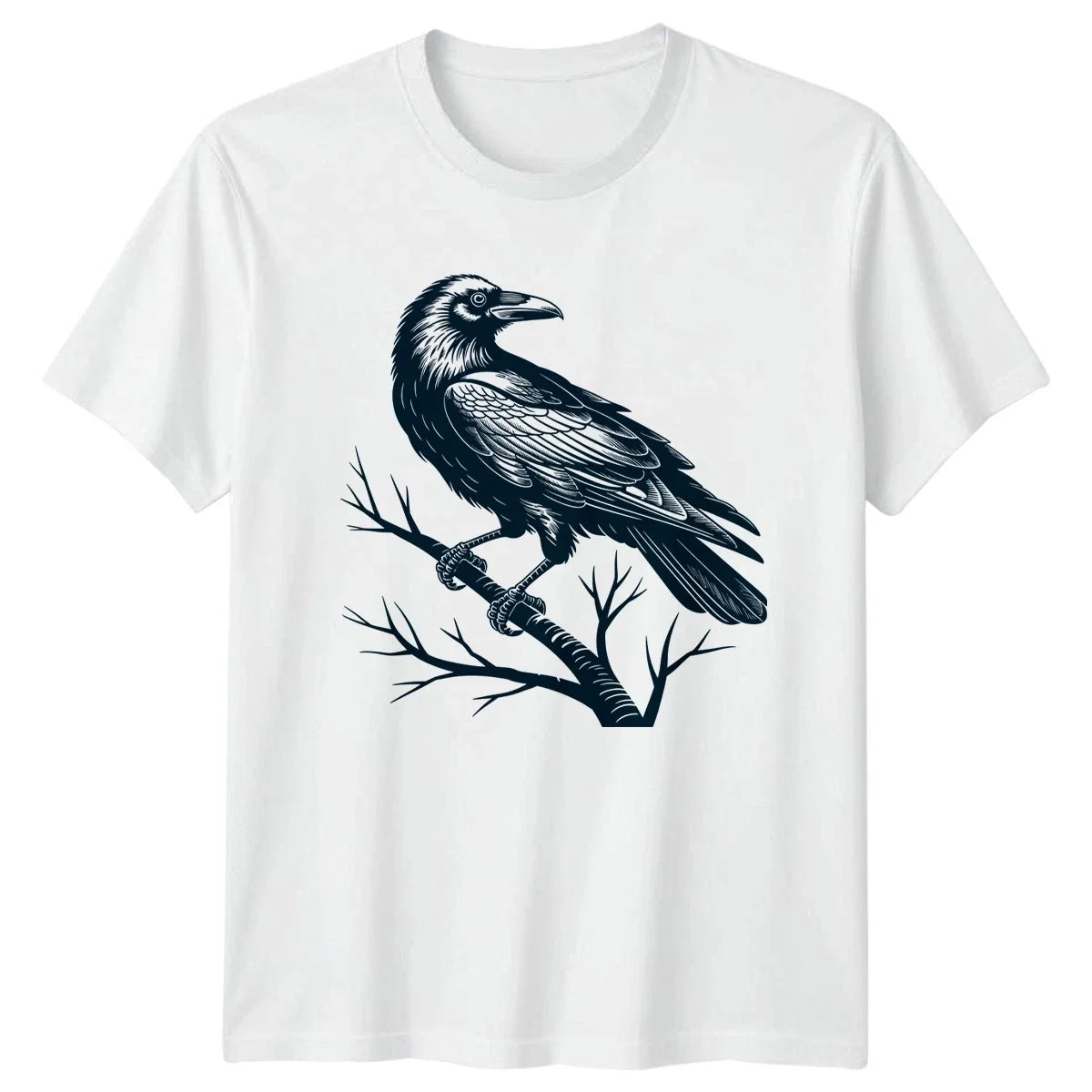Raven Bird Engraving Animals Mens Womens Tee Graphic Unisex Top Unisex