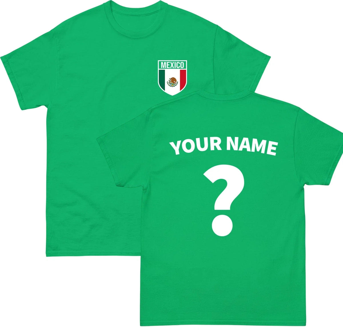 Personalised Mexico Badge football T Shirt, Custom football Name and Number Tee Unisex