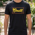 ONeill Mens Modern Fit Graphic Black Yellow Logo Heritage Tee 1952 Unisex