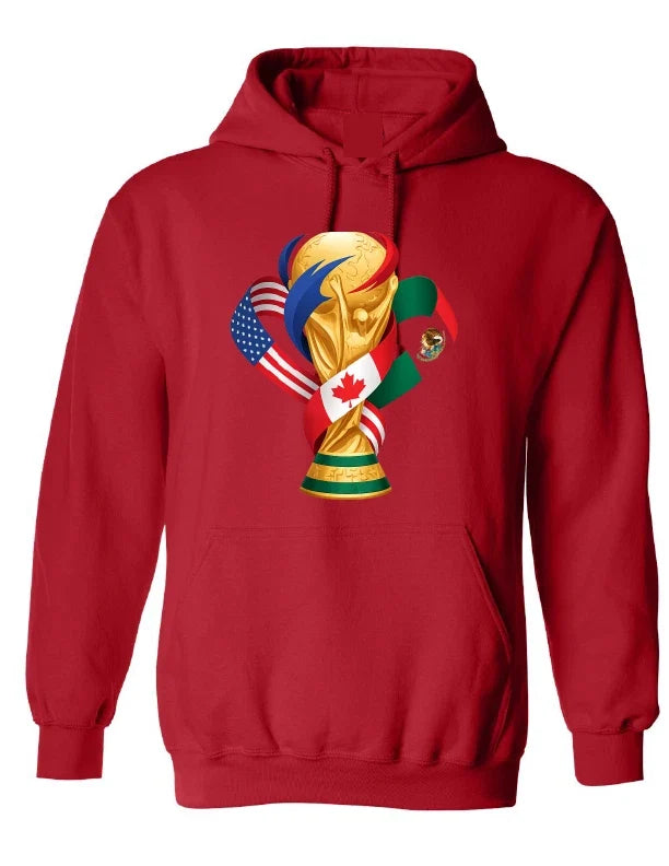 FIFA 2026 World Cup Soccer Graphic USA Football red hooded Unisex