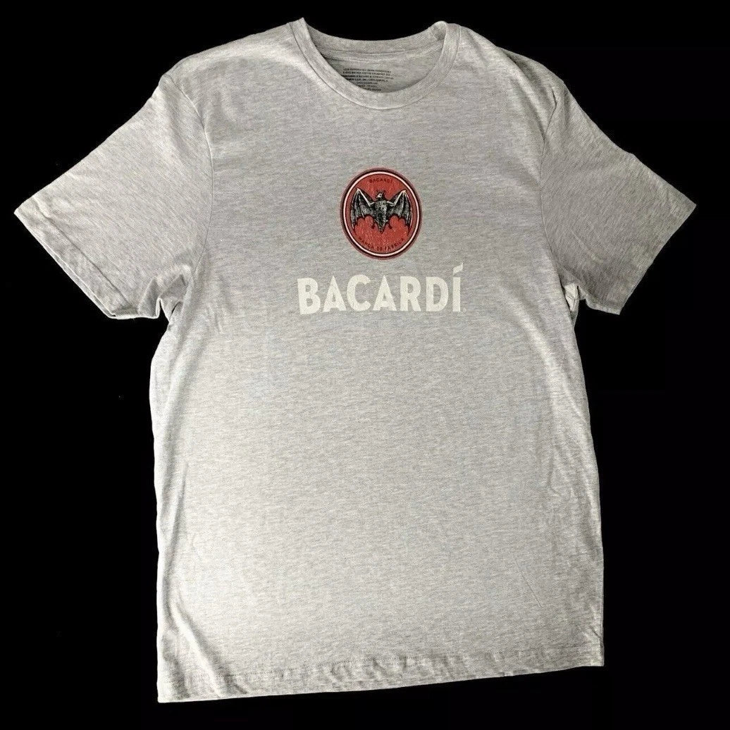 NEW Bacardi Rum Logo Gray Short Sleeved Shirt Men’s Size Large SUPER SOFT Unisex