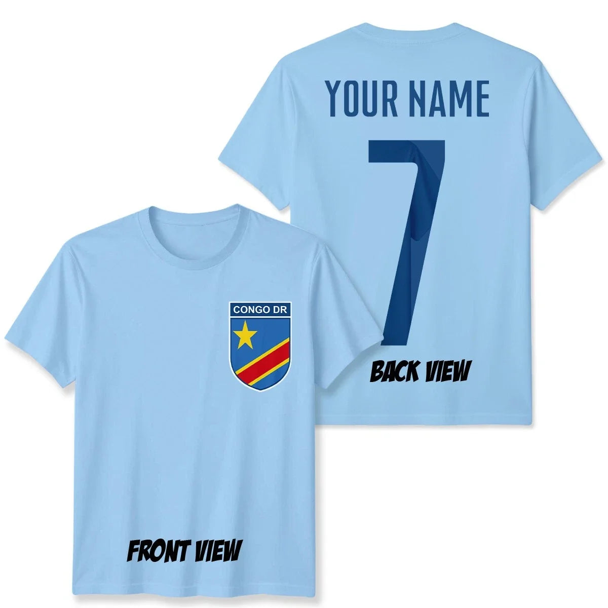 Personalised Congo DR Football Unisex Kids Name Number Tee #WC Unisex