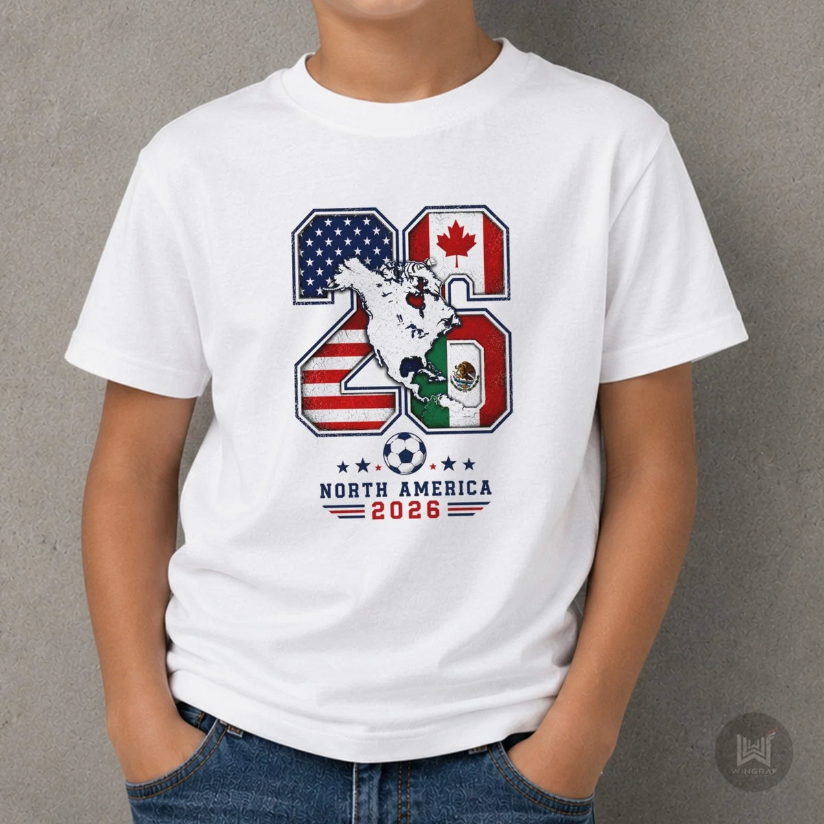 Football t shirt 2026 tee gift soccer fan tour USA flag North America top art Unisex