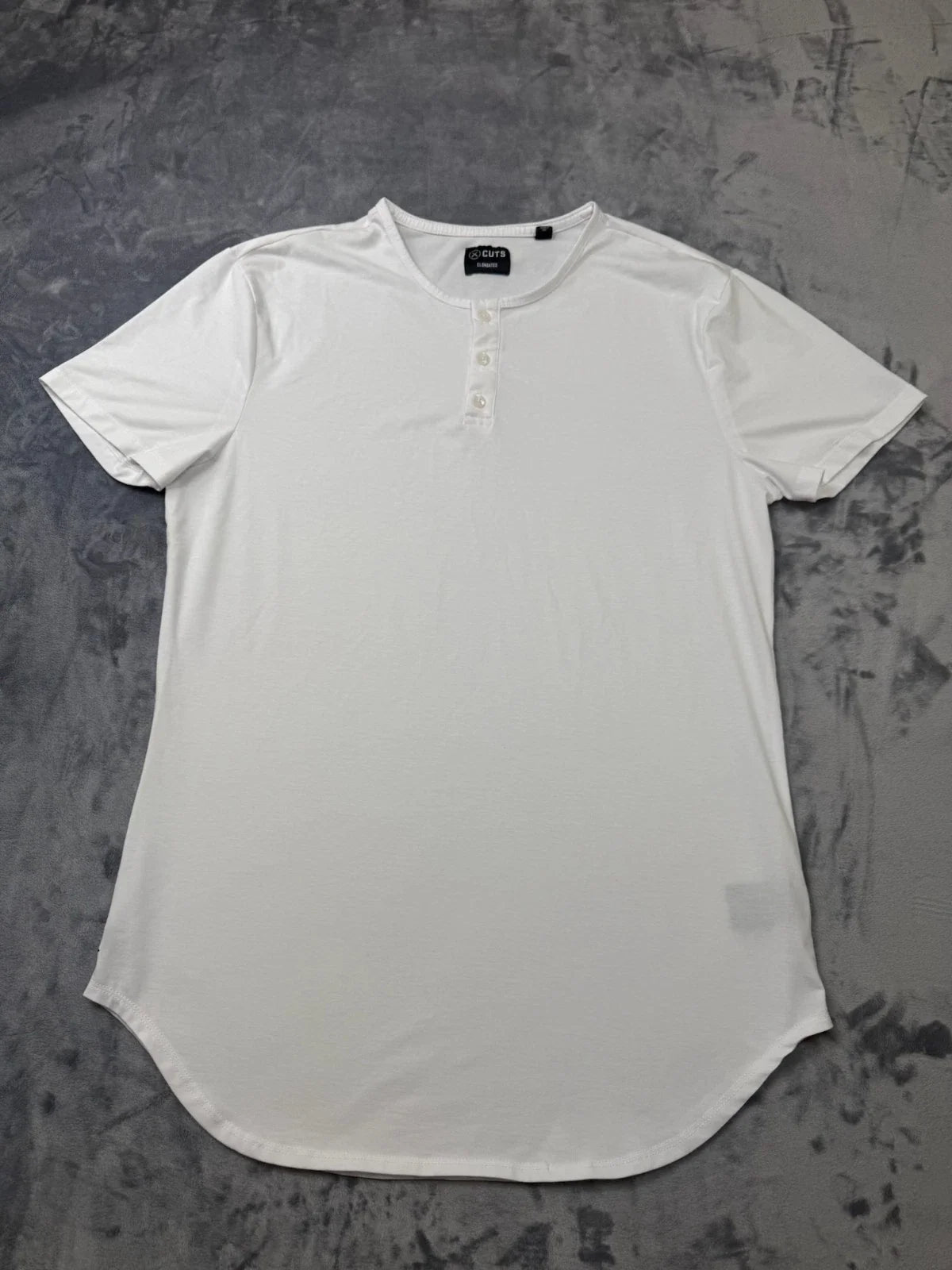 Cuts Clothing Elongated Henley Men's XXl White Unisex