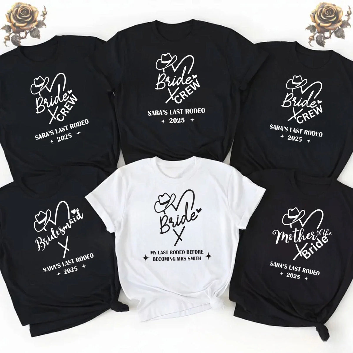 Personalised Hen Party T Shirts, Team Bride Group T Shirt ,Last Rodeo Unisex