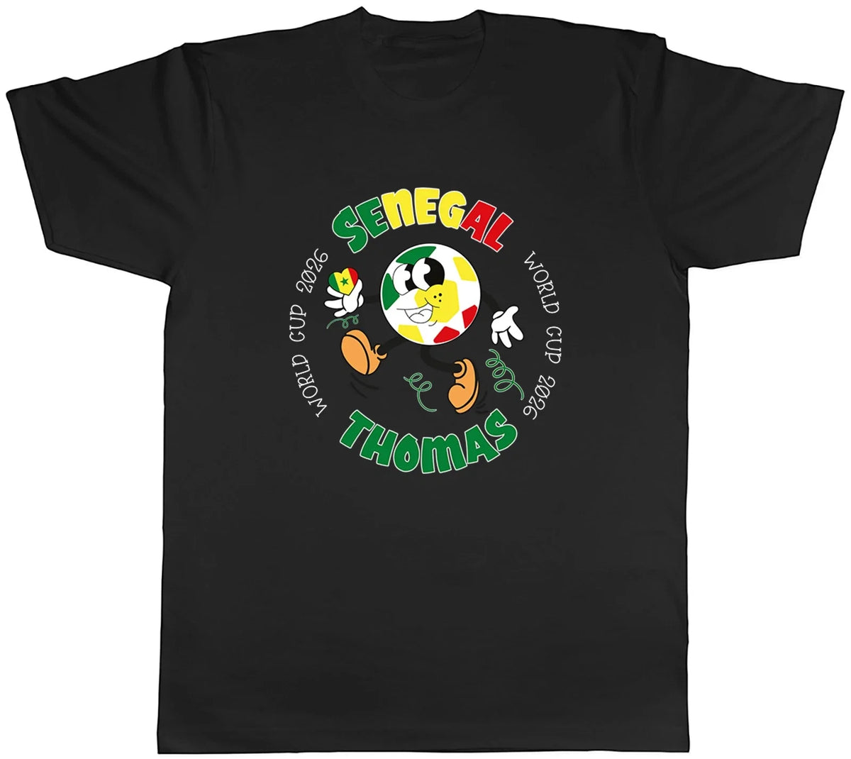Personalised Senegal World Cup Heart Football Fan Mens Tee Gift Top Unisex