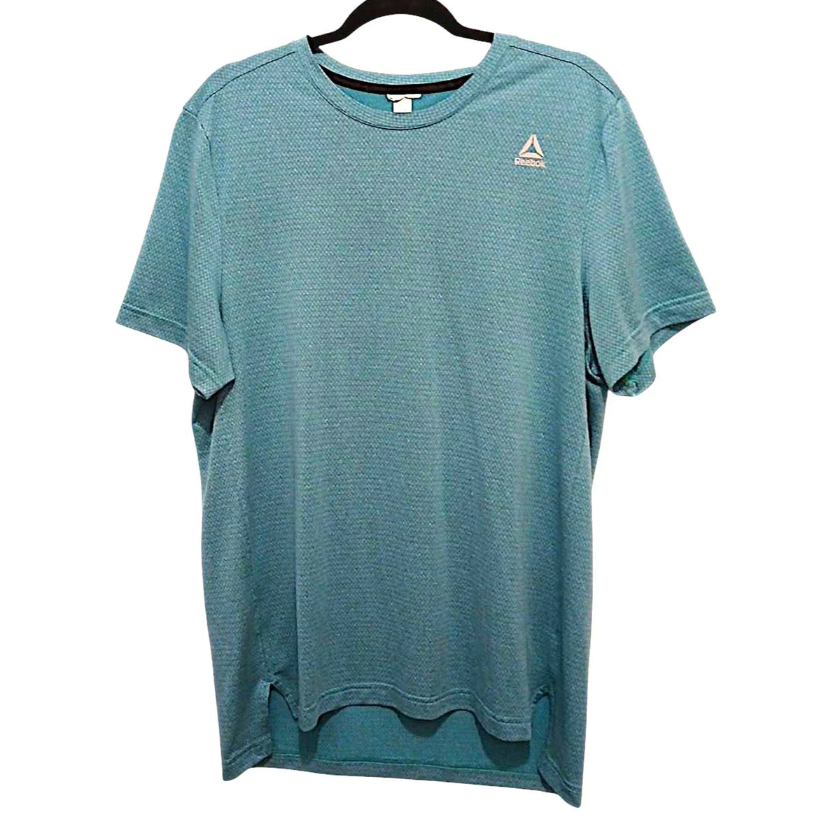 Reebok Short Sleeve Cooling Shirt Sz L Teal Blue Activewear Sport Casual Golf Unisex