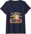250 Years American Anniversary 1776-2026 USA Flag Ladies' V-Neck Tshirt Unisex
