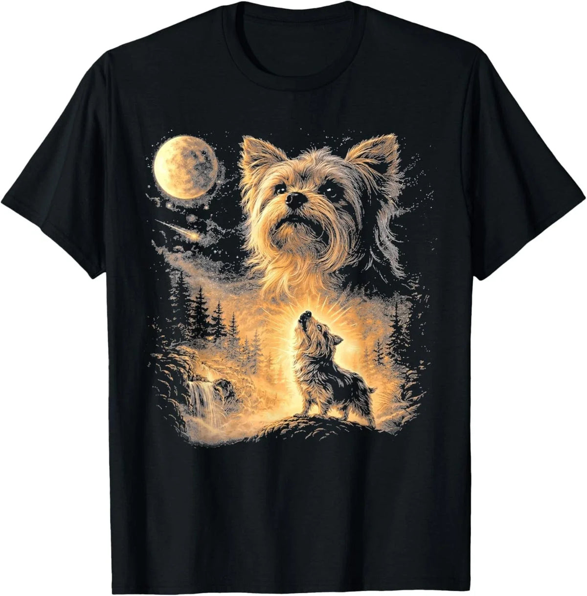 Yorkie Howling to the Moon Vintage Unisex