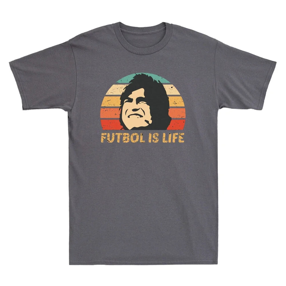 Futbol Is Life Vintage Men's T Shirt Funny Gift For Football Soccer Lovers Tee Unisex