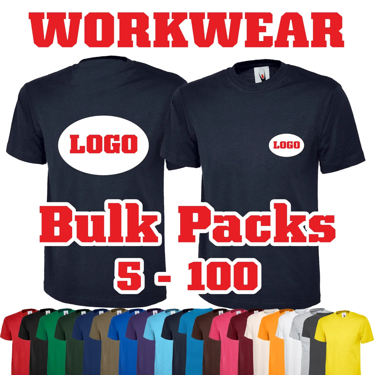 Printed Workwear T Shirt Bundle Personalised for Unisex Company Work Uniform Lot Unisex