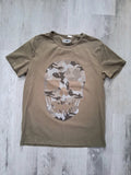 Y2K Heads Or Tails Men's Lg Green Rhinestone Camo Skull Short Sleeve Unisex