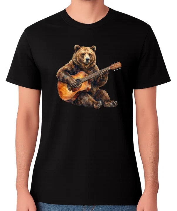 Bear Playing Guitar Funny Music Animal Graphic Unisex Tee Unisex