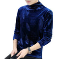 Men Formal Velvet Shirts Tops Fit Blouse Basic s Casual Slim Turtle Neck Unisex