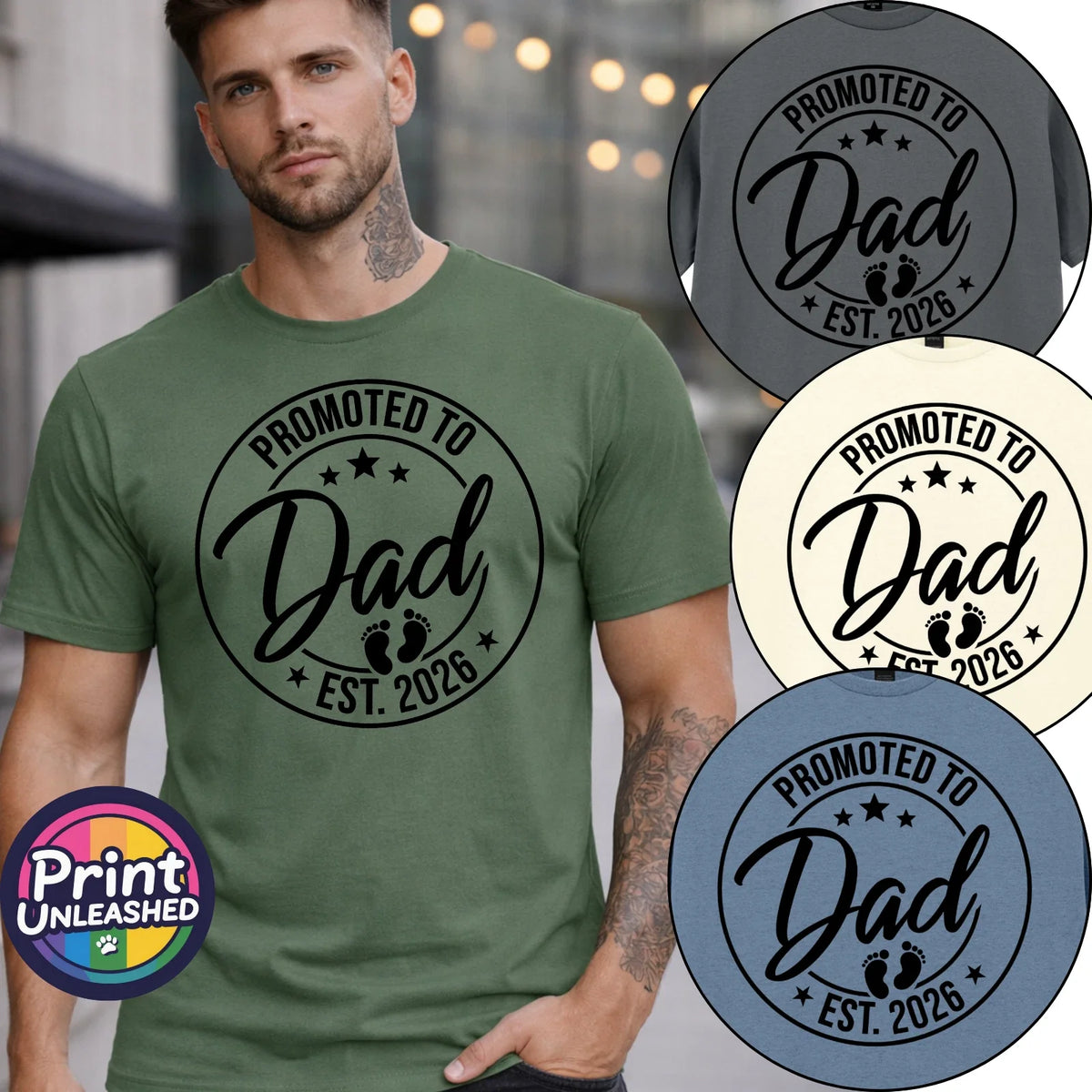 Promoted To Dad EST 2026 T Shirt New Dad Gift Dad To Be Announcement Tee S-2XL Unisex