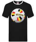 Country Football Belgium Ball - Mens Ringer - Team Fan Soccer Footie Love Unisex