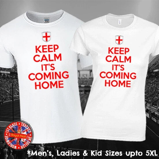 England "Keep Calm It's Coming Home" Mens Ladies Kids Euros Football Unisex