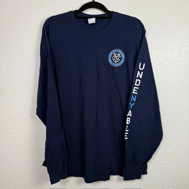Gildan NYCFC Undenyable Long Sleeve Shirt MLS Soccer Navy Blue 2XL Unisex