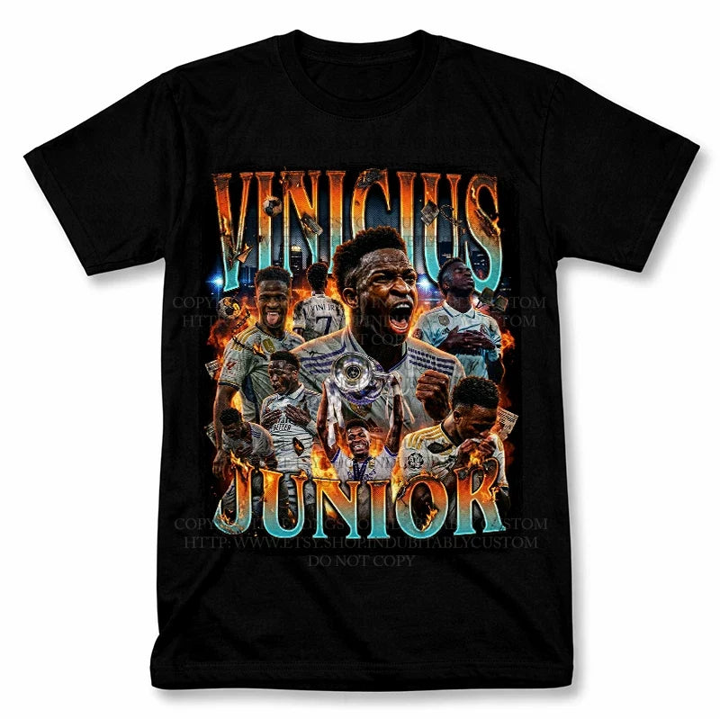 Vinicius Junior Soccer Graphic T Shirt Vintage Style Futbol Fan Tee Unisex