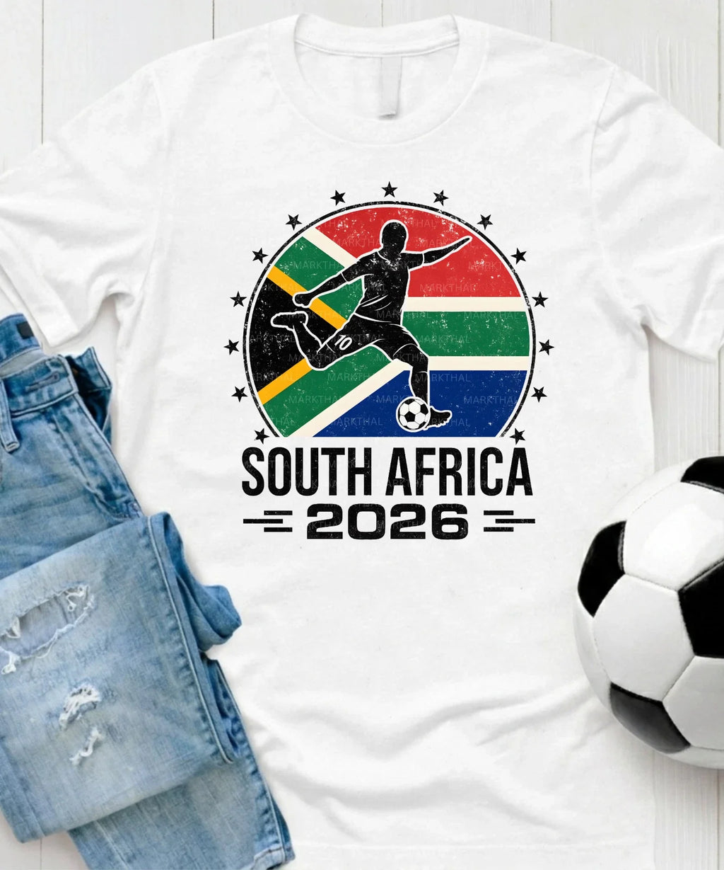 South Africa 2026 World Soccer TShirt Futbol Shirt Flag Tee Gildan Unisex Unisex