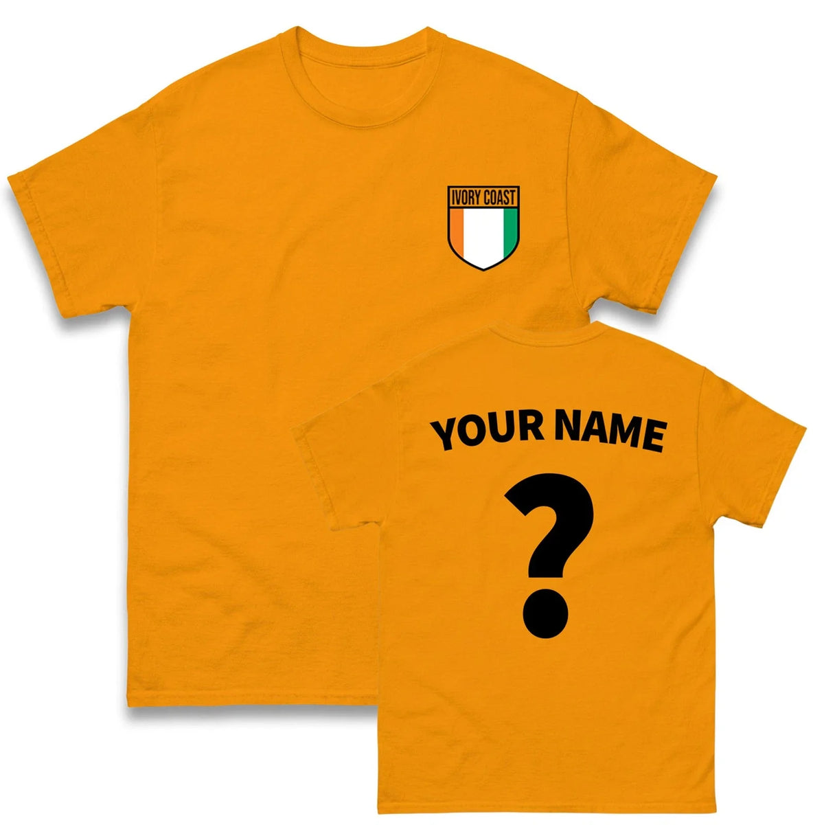 Ivory Coast Flag Badge Personalised Football T Shirt, Custom Name Number Top Unisex
