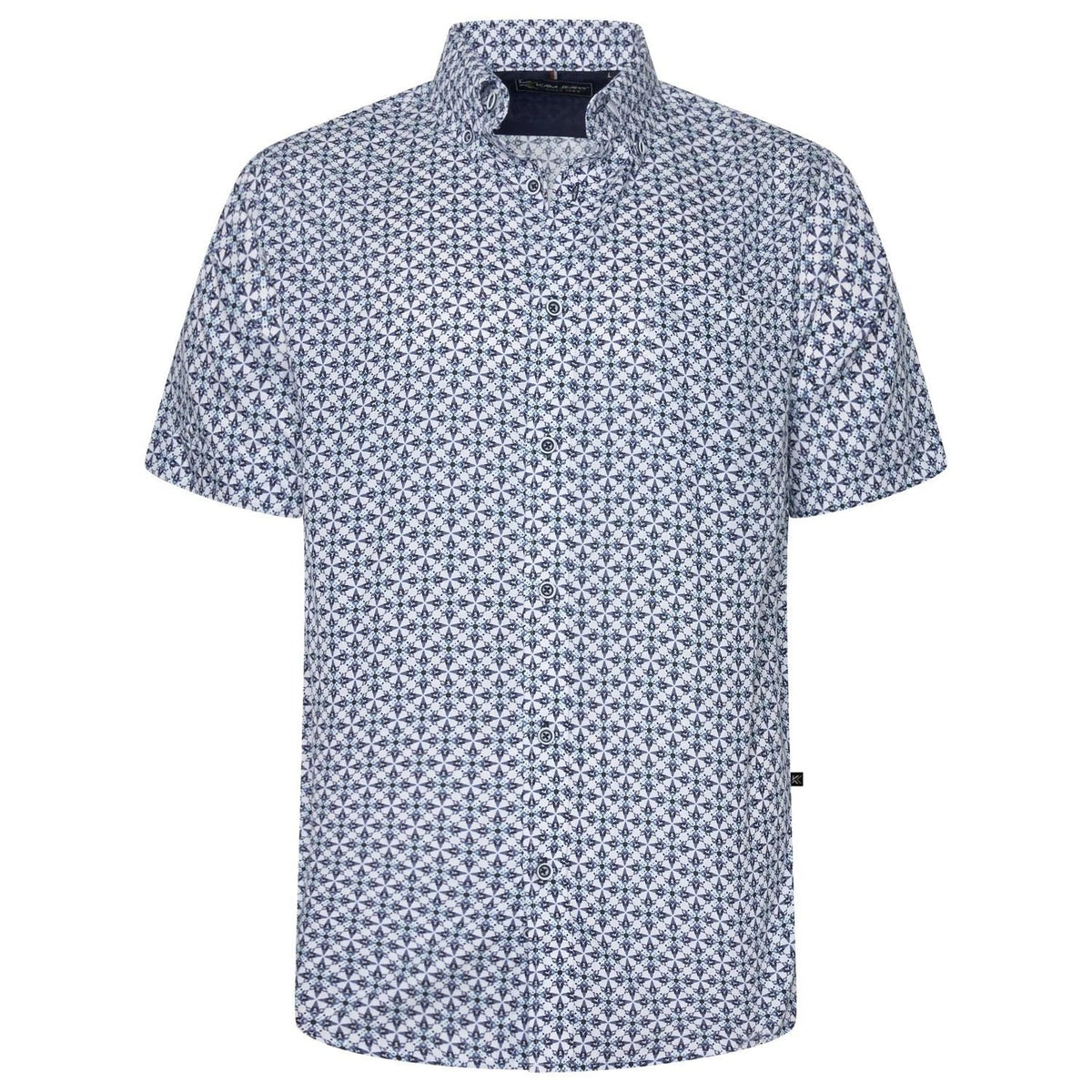 KAM Short Sleeve Geo Print Shirt For Men in Blue, 2XL-8XL Unisex