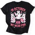 In October We Wear Pink Nurse Life Ghost Halloween Breast Cancer Awareness Tee