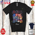 Custom Name Four Maine Coon Cat Floral; 4th Of July US Flag Patriotic Unisex