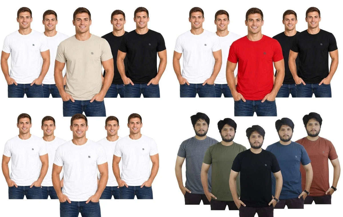 5 PK Men’s s Multipack Crew Neck Short Sleeves for Men Unisex