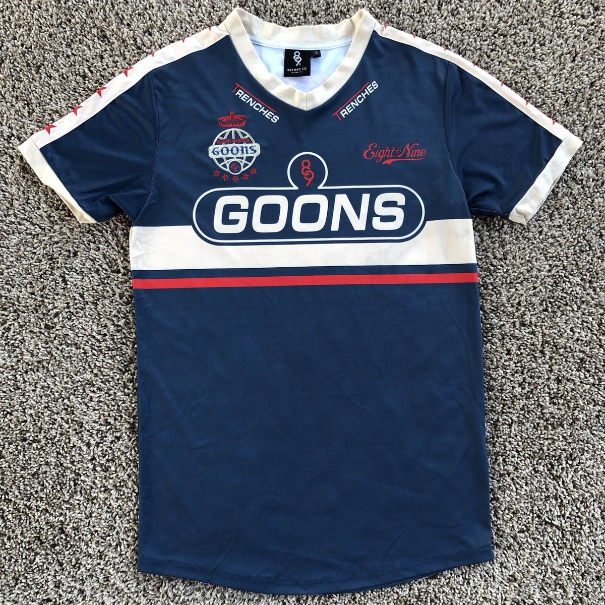 8&9 Mfg Co. Worldwide Goons FC Jersey Mens Size S Soccer Inspired Kit #89 Shirt Unisex