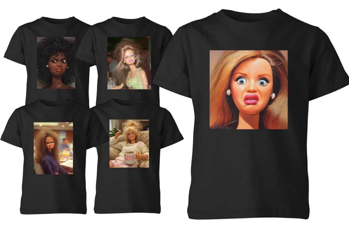 Creepy Doll Face Meme T Shirt Funny Unisex Kids Boys Girls Graphic Tee Gift Top Unisex