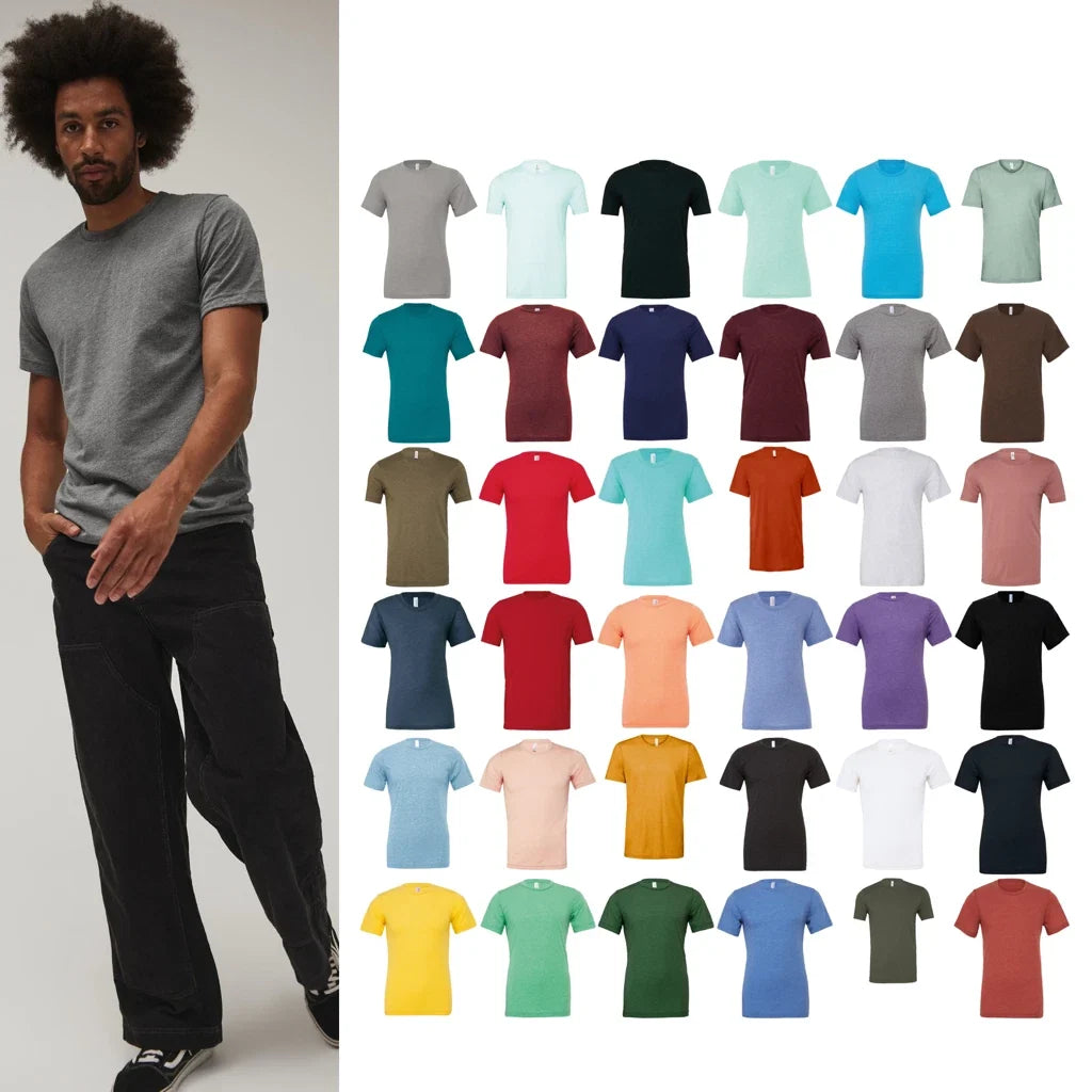 Bella + Canvas Unisex Triblend Crew Neck Tee 3413-Plain Top Short Sleeve Unisex