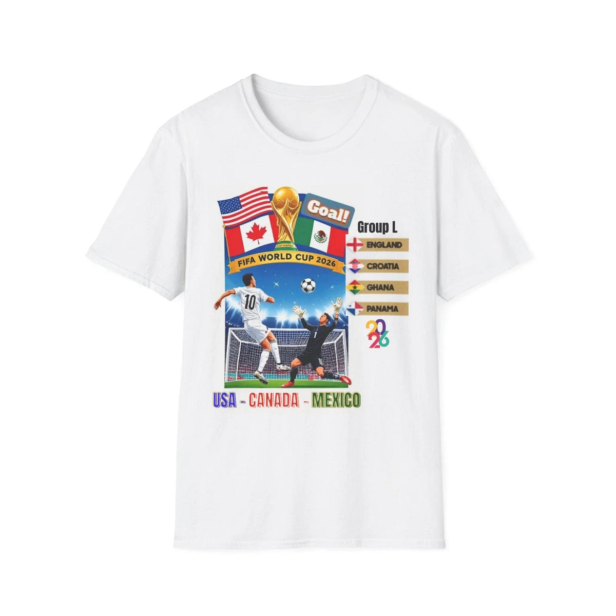 World Cup 2026 T shirt, Soccer FIFA Tee, England, Croatia, Ghana, Panama Unisex