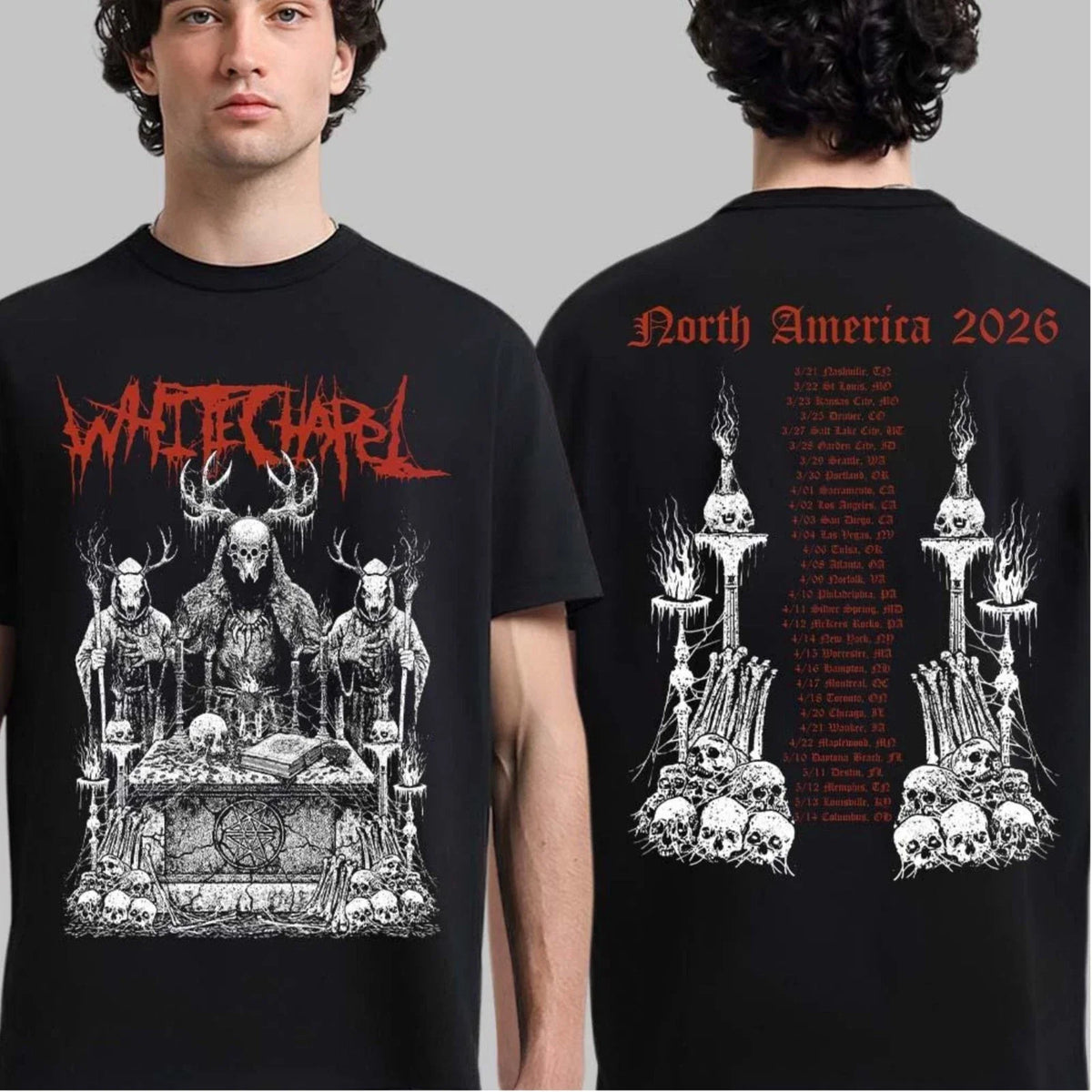 Whitechapel North America Tour 2026 Graphic With Dates Back Unisex