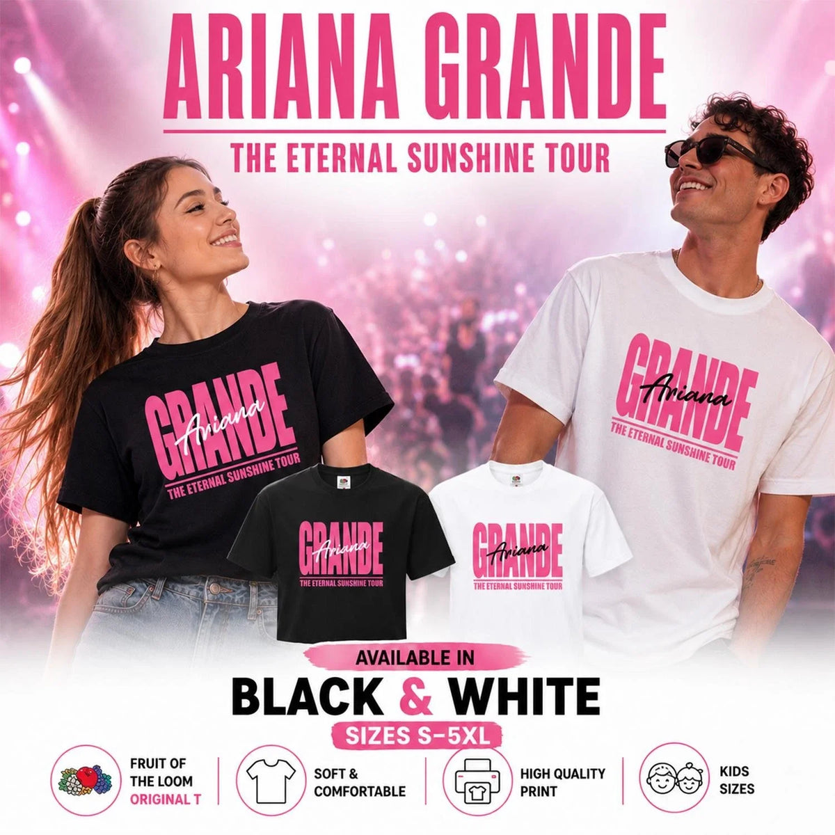 Eternal Sunshine Concert T Shirt Kids Fan Gift Unofficial Ariana Grande Tee Unisex