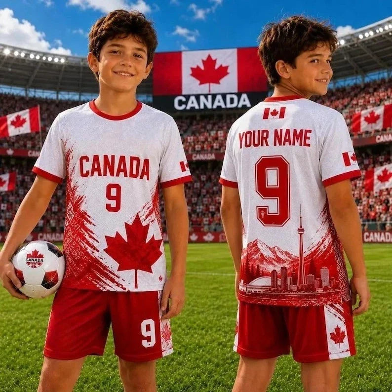 🔥Personalized Canada Football Team 2026 AOP Set Gift Kids Fan Apparel Unisex