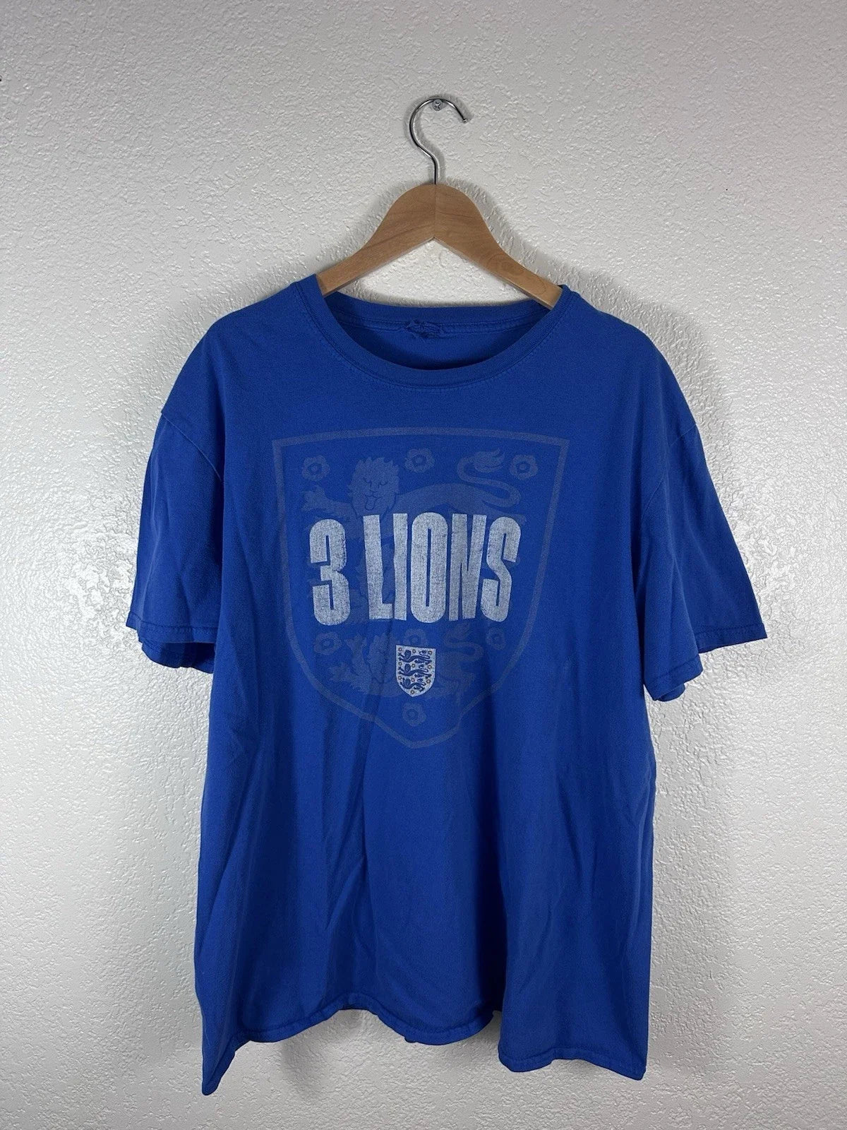England 3 Lions Graphic Mens XL Blue Soccer Football Supporters Tee Unisex