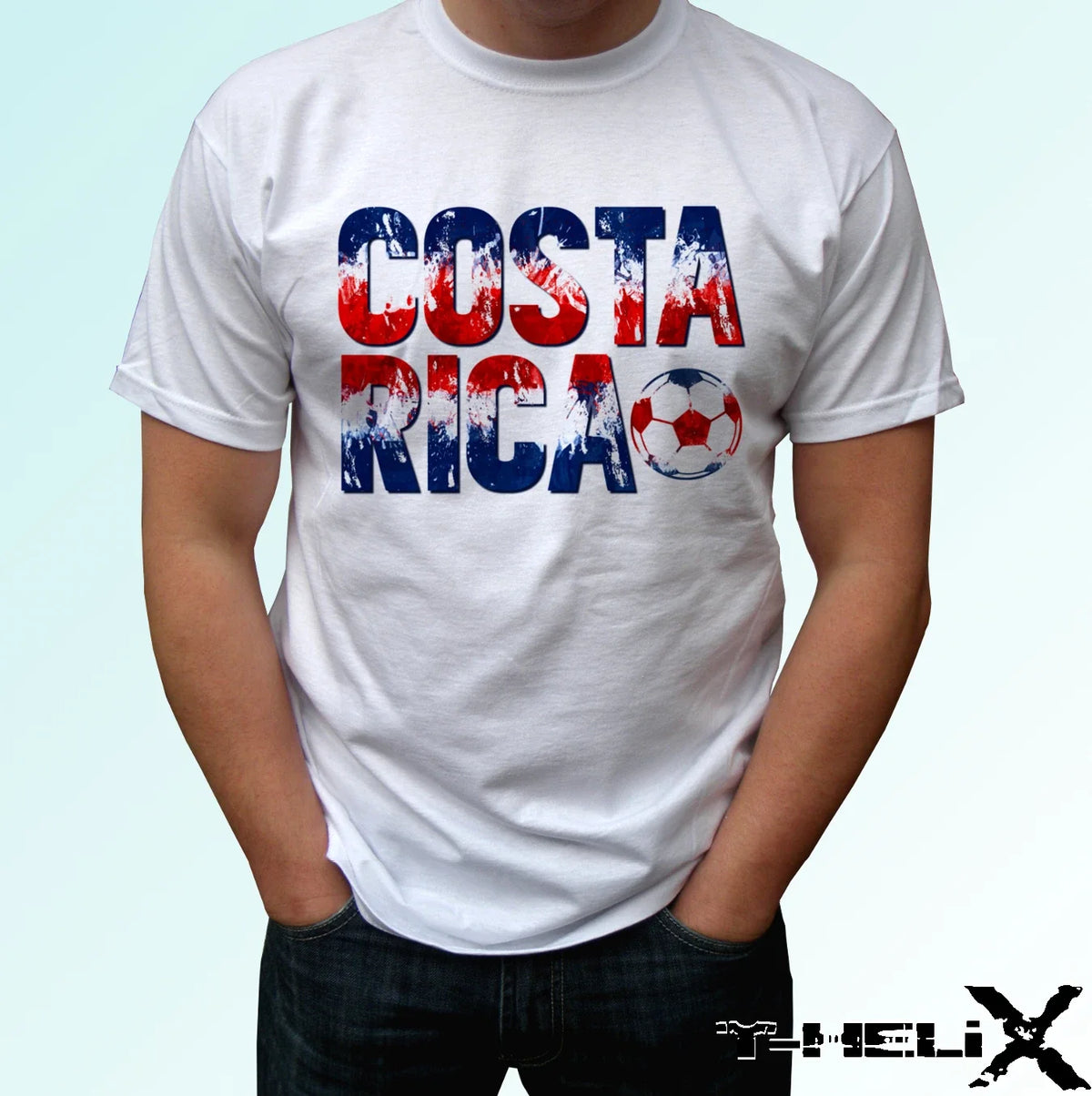 Costa Rica football flag - white t shirt top soccer - mens womens kids baby Unisex