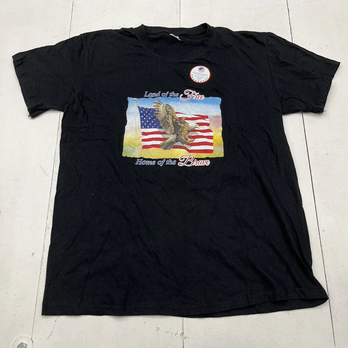Custom Graphic Black “ Land of the free” Men’s Size Large NEW Unisex