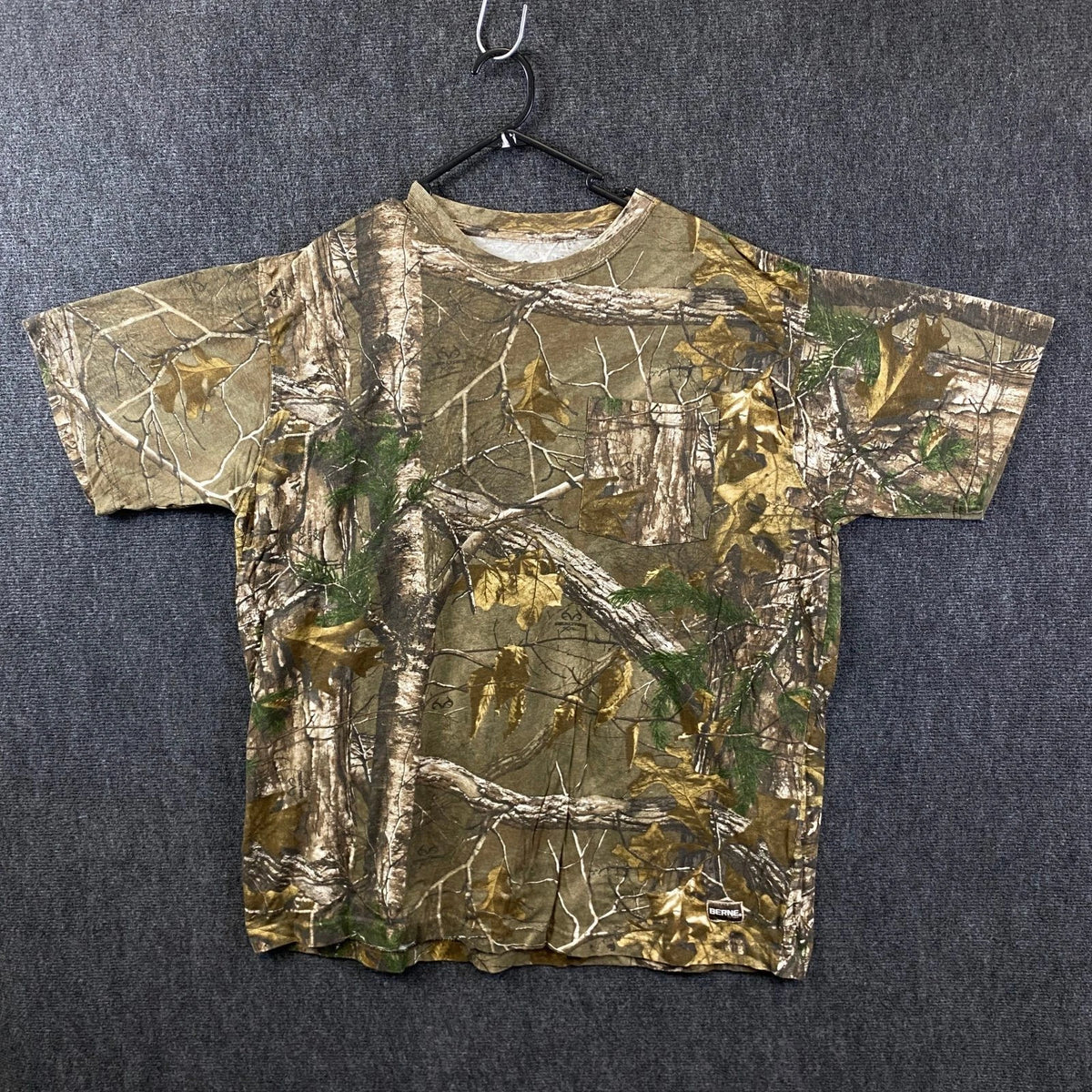 BERNE Outdoor Mens Camo Pocket T-Shirt Tee Brown Realtree Xtra Hunting Size XL