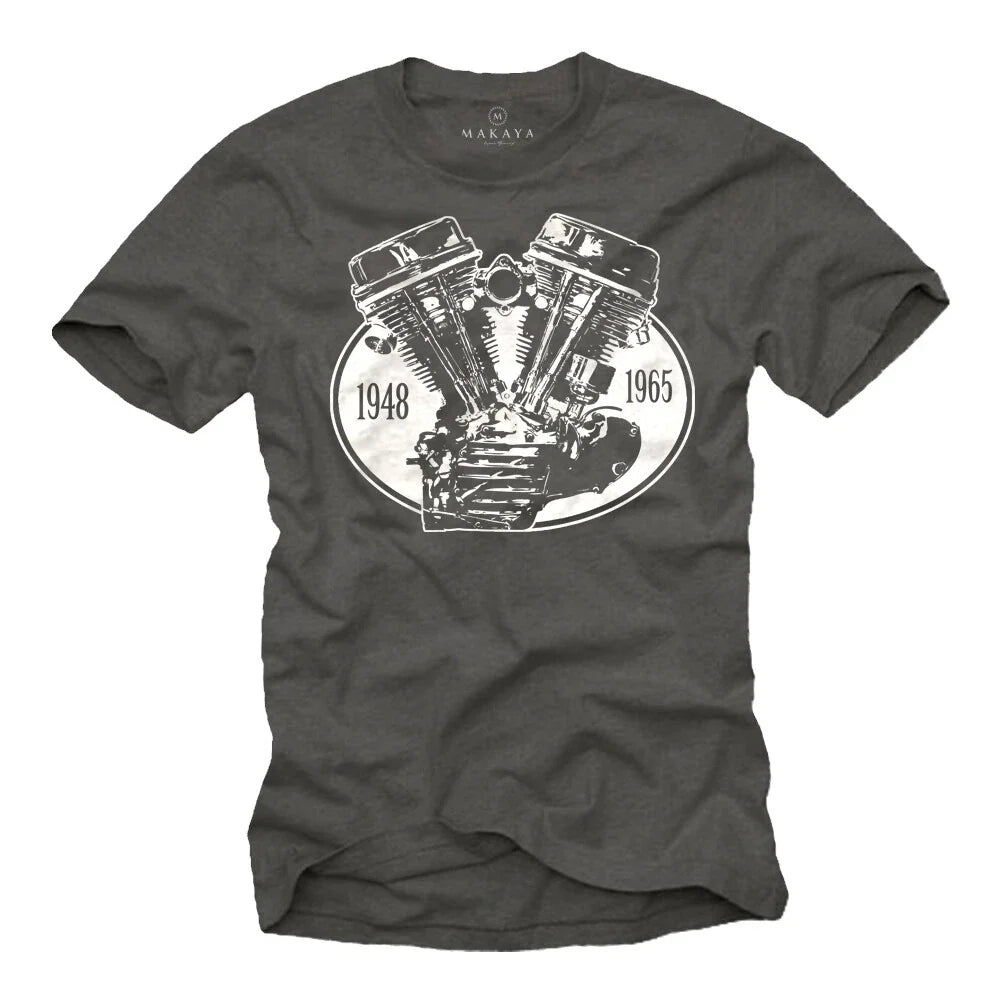 Custom Biker Mens with Panhead Chopper Motor - Mens Motorcycle Shirt Unisex