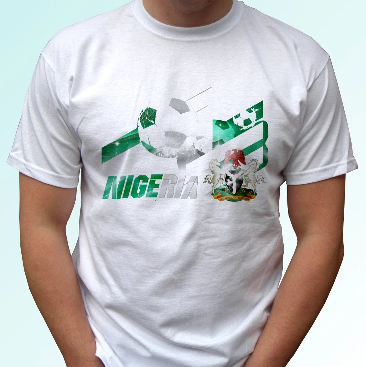 Nigeria football flag white t shirt soccer tag gift cup top tee all sizes Unisex