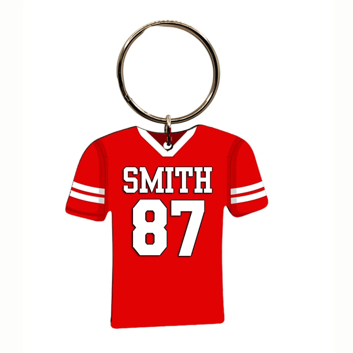 Personalized Sports Jersey Keychain Your Color Name & Number Soccer Football Fan Unisex