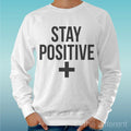 Felpa Man Light Sweater White " Stay Positive " Road To Happiness Unisex