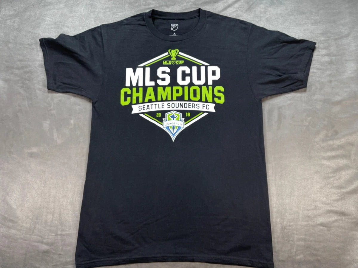Seattle Sounders FC MLS Cup Champions Black Shirt Med Soccer Futbol PNW 2019 Y2K Unisex